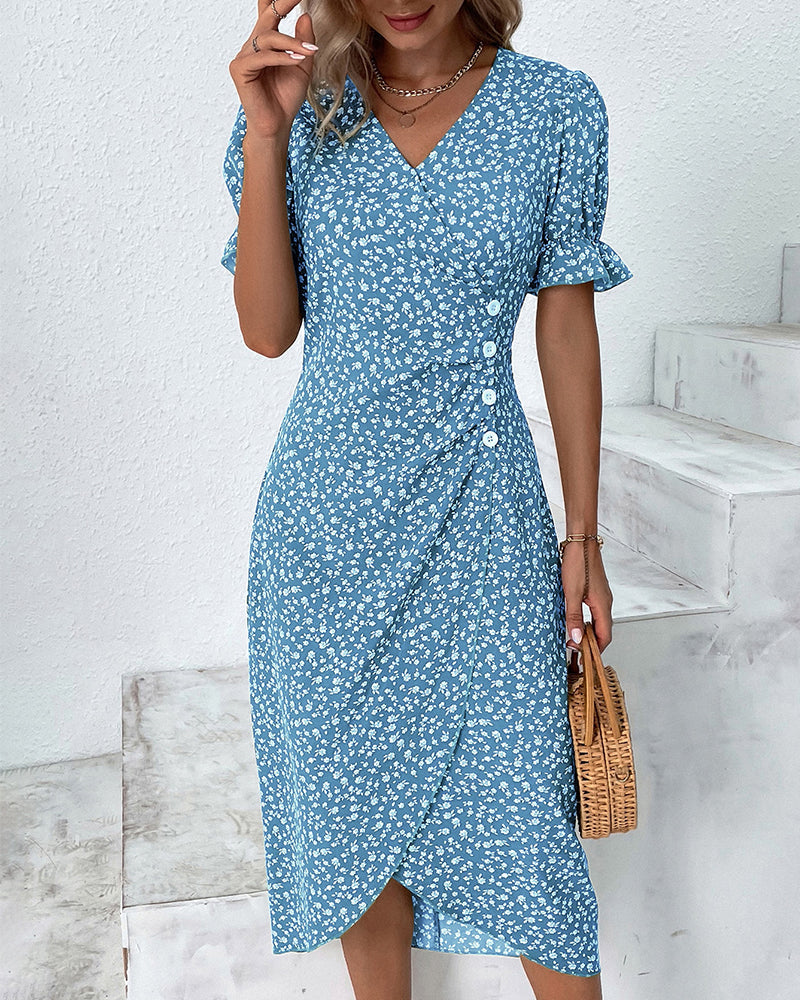 Liana | Women’s Floral Midi Dress in a Wrap Casual charm