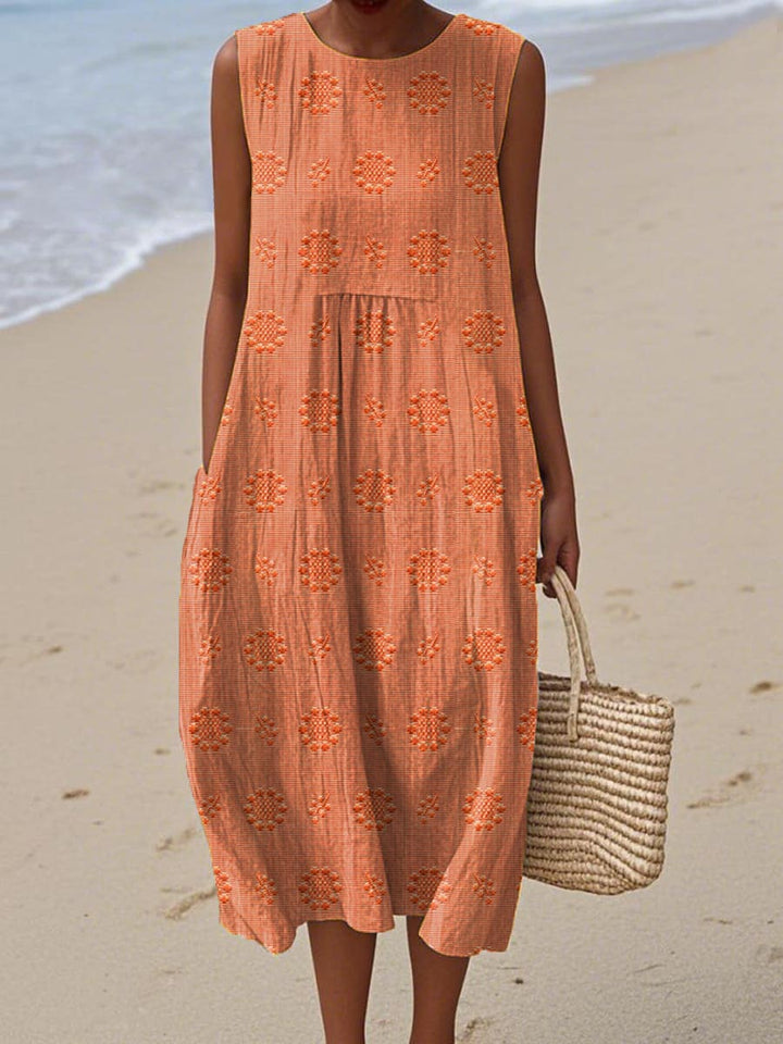 Pia™ - Elegant Sleeveless Cotton Dress with Pockets