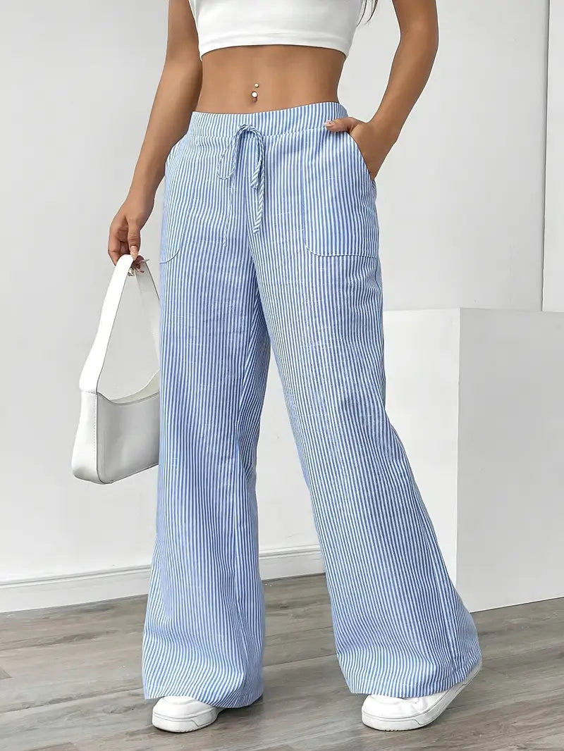 Nina™ - Elegant Striped Trousers With Pockets