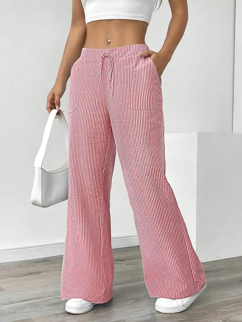 Nina™ - Elegant Striped Trousers With Pockets