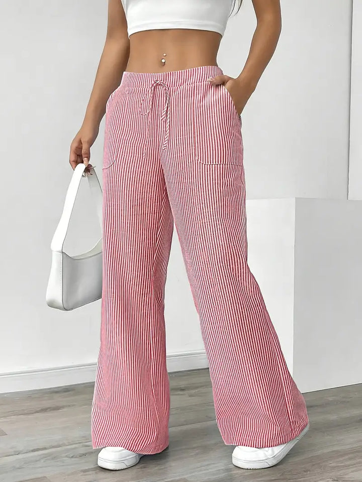 Nina™ - Elegant Striped Trousers With Pockets