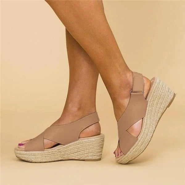 Elena | Women’s Wedge Sandals with Cross-Over Touch