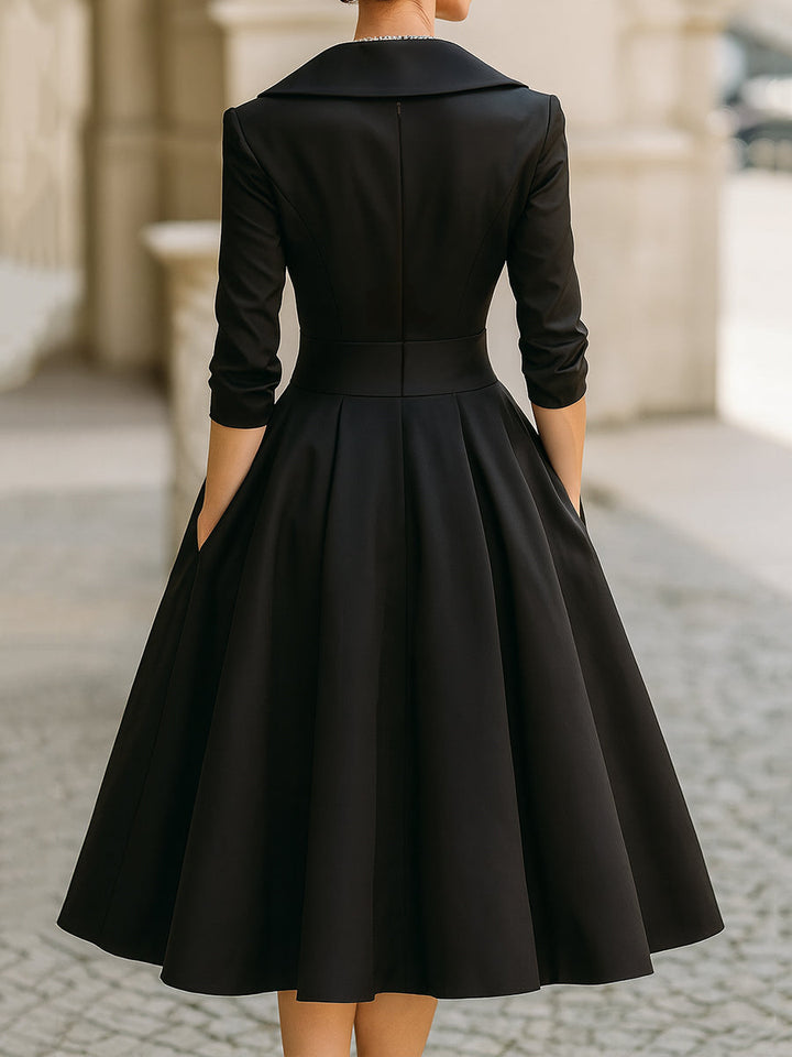 Elaria | Women’s Midi Dress featuring a Wrap Neckline