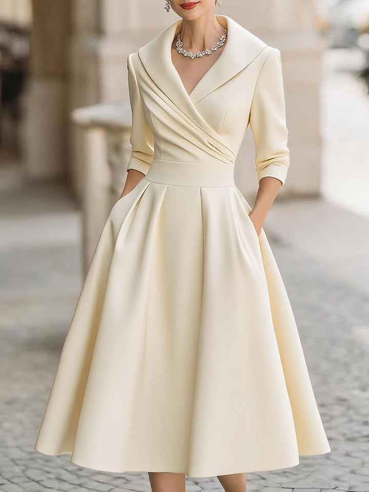 Elaria | Women’s Midi Dress featuring a Wrap Neckline