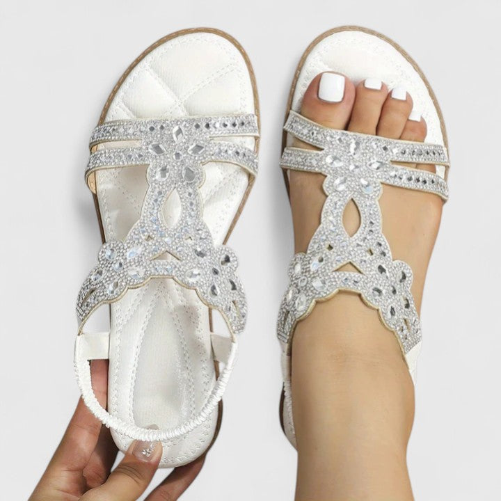 Azura | Women’s Embellished Flat Sandals for Holiday Summer