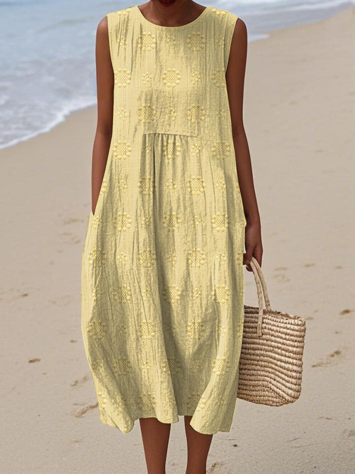 Pia™ - Elegant Sleeveless Cotton Dress with Pockets
