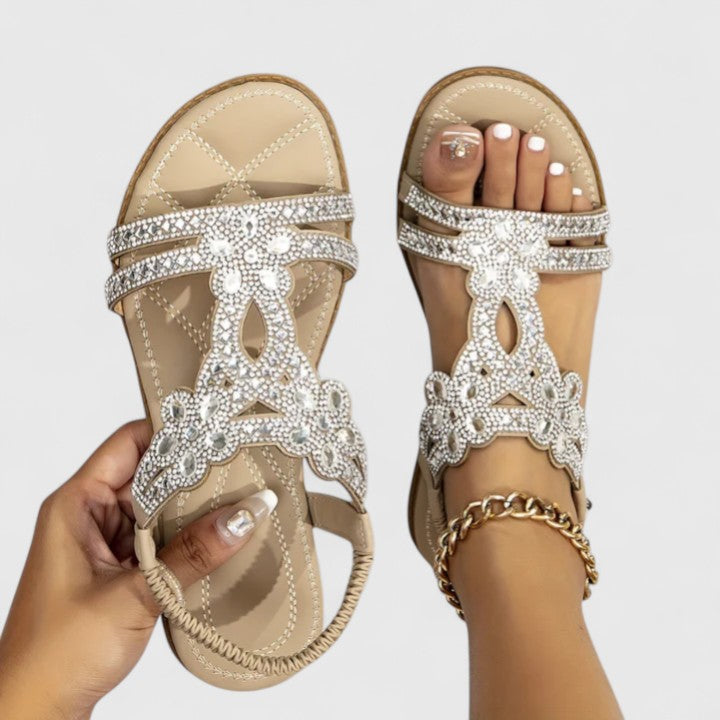 Azura | Women’s Embellished Flat Sandals for Holiday Summer