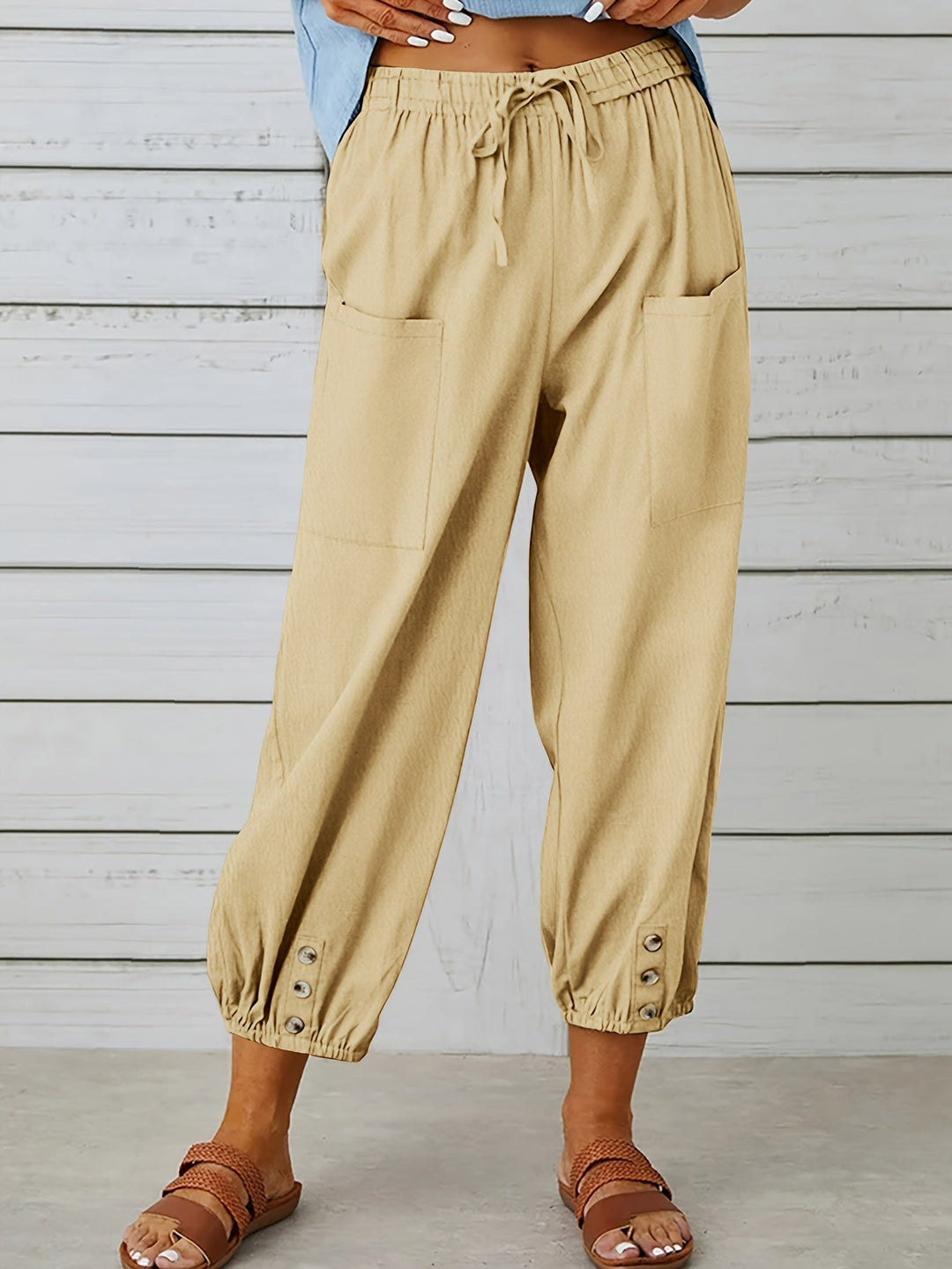 Wide Leg Capri Trousers