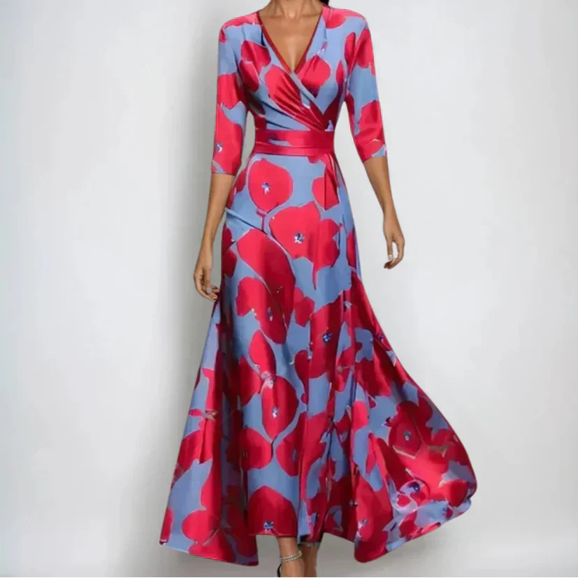 Serenelle | Women’s Floral Maxi Dress with a Defined Wrap Front