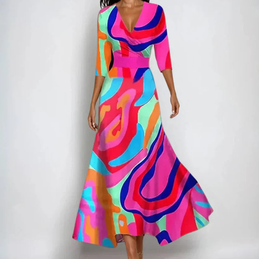 Serenelle | Women’s Floral Maxi Dress with a Defined Wrap Front