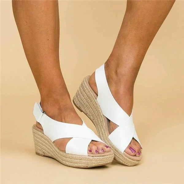Elena | Women’s Wedge Sandals with Cross-Over Touch