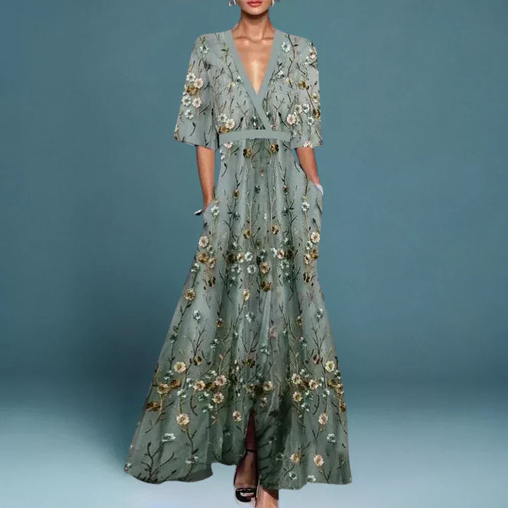 Cressida | Women’s Floral Maxi Dress featuring a Deep Neck Structure