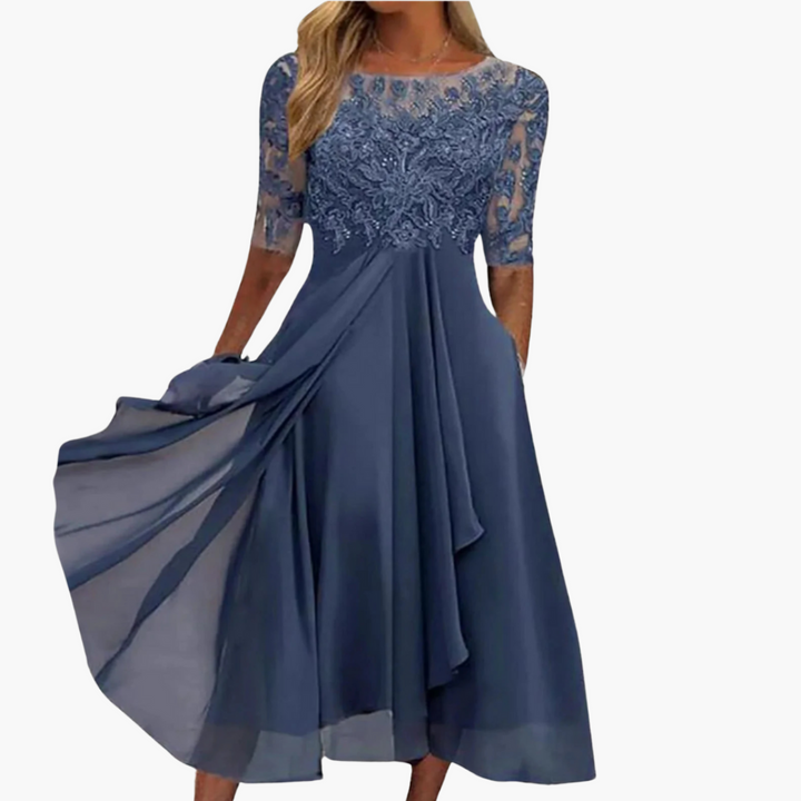 Maristella | Women’s Midi Dress featuring Ornate Bodice