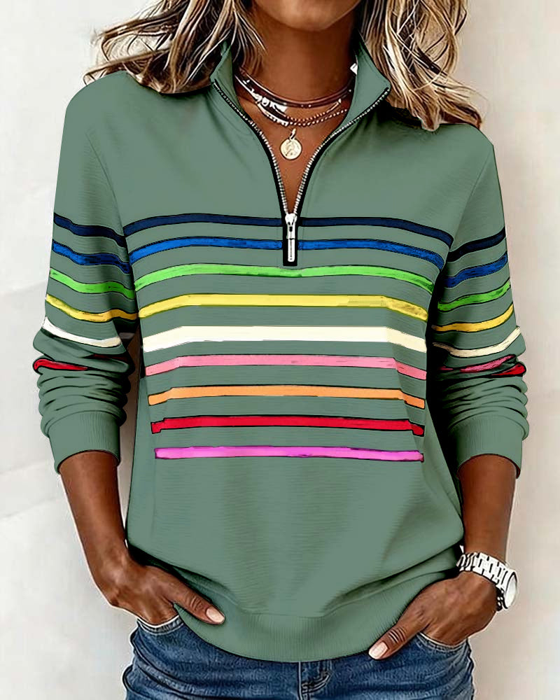 Brinelle | Women’s Half-Zip Jumper featuring Colourful Stripe