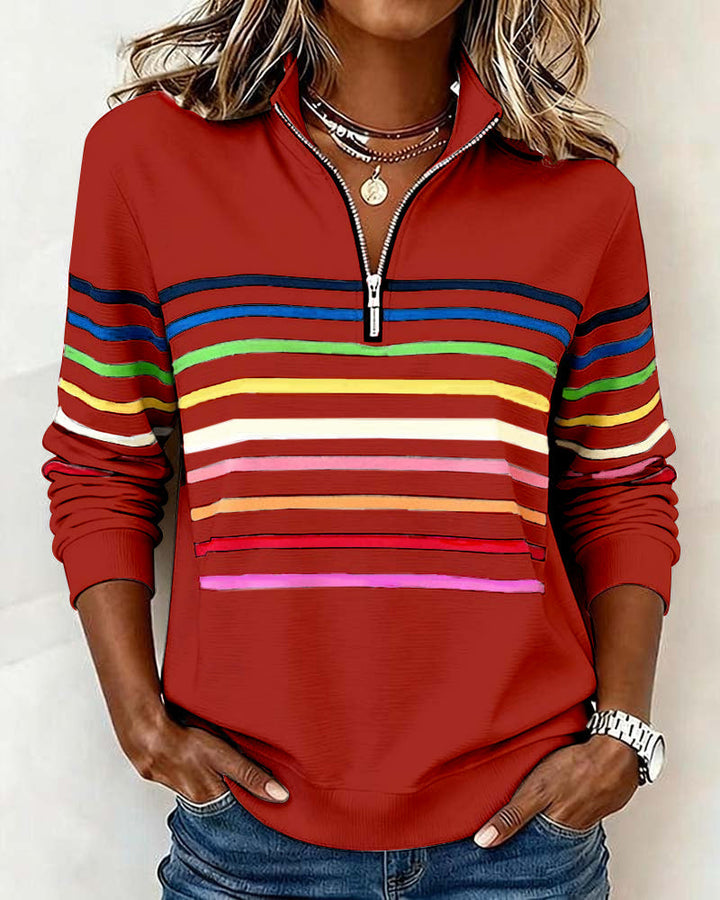 Brinelle | Women’s Half-Zip Jumper featuring Colourful Stripe