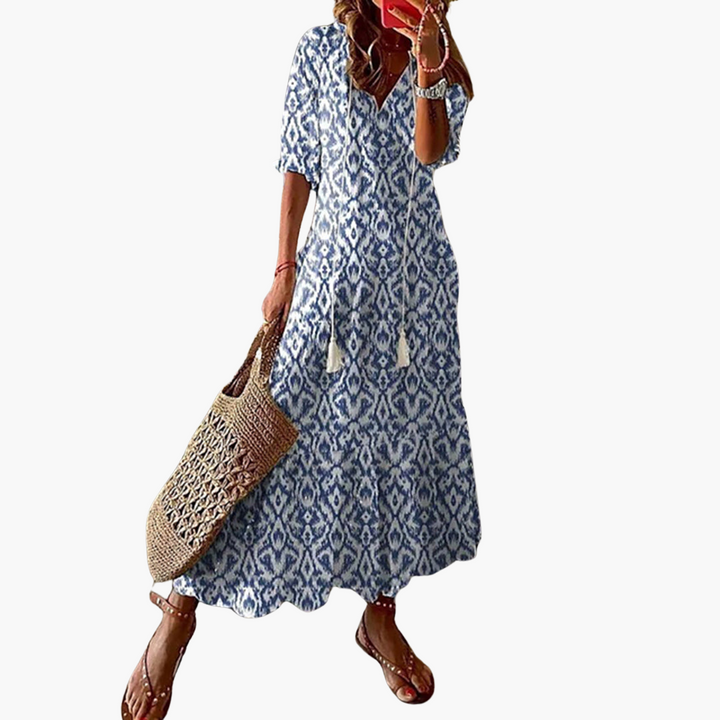 Avonelle | Women’s Printed Maxi Dress featuring Tassel Tie