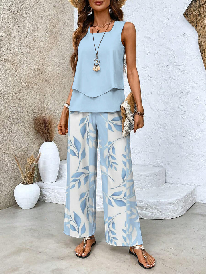 Larissa | Women’s Two-Piece Set featuring Leaf Print Trousers
