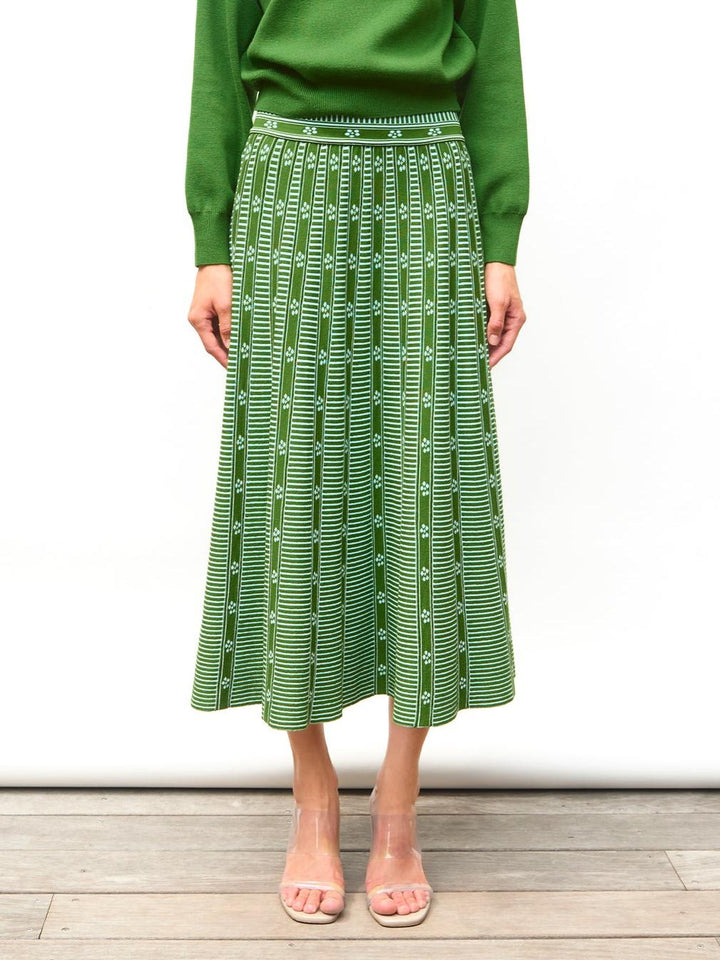 Sofia ™ - Green Floral Jacquard Skirt