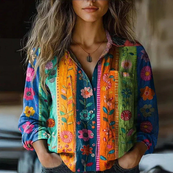 Marnie | Women’s Button-Up Blouse featuring a Paisley Visual accent