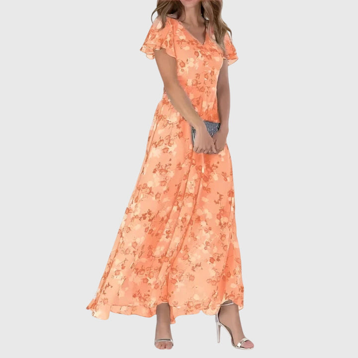 Monalie | Women’s Floral Maxi Dress with Flutter Sleeves
