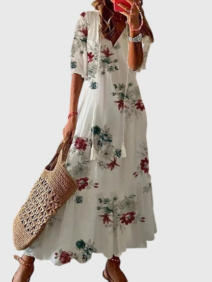 Melissa | Women’s Printed Maxi Dress for Holiday Wear