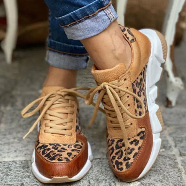Vaylena | Women’s Lace-Up Trainers featuring Animal Print Panels