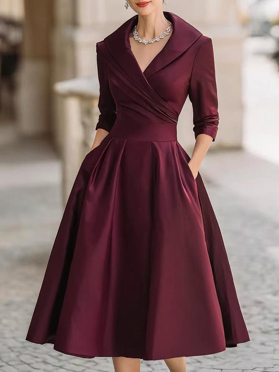 Elaria | Women’s Midi Dress featuring a Wrap Neckline