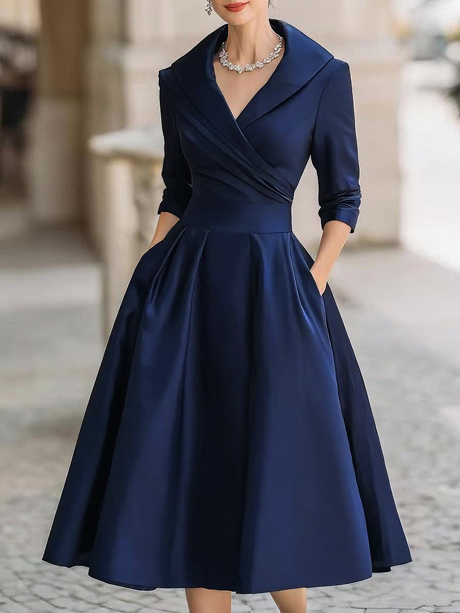 Elaria | Women’s Midi Dress featuring a Wrap Neckline
