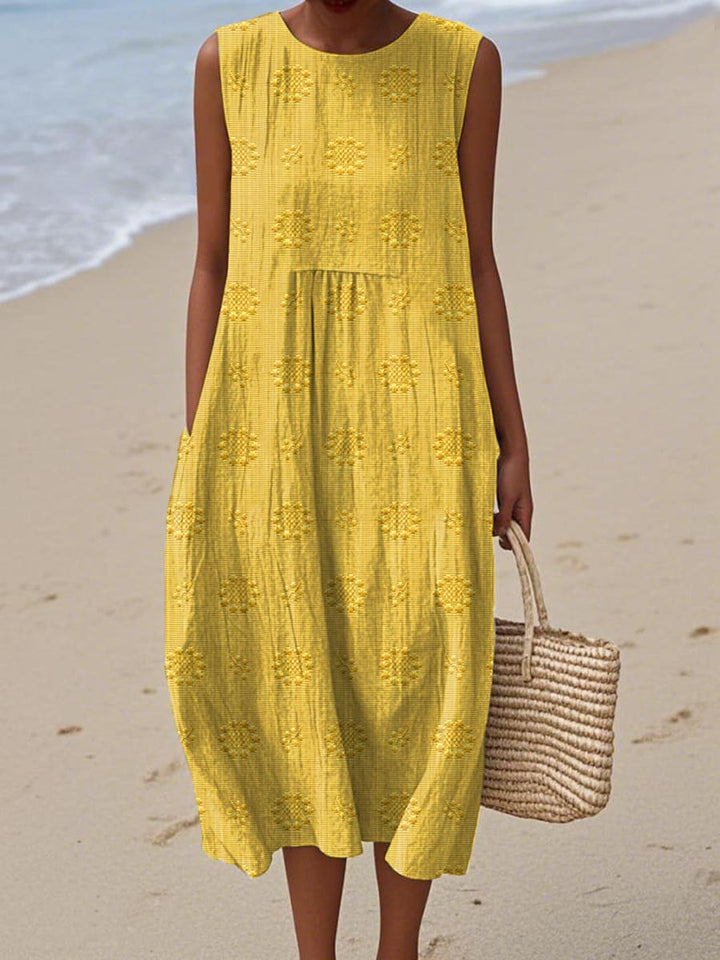 Pia™ - Elegant Sleeveless Cotton Dress with Pockets