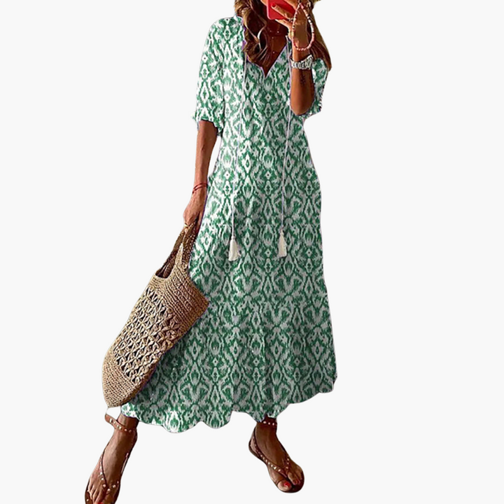 Avonelle | Women’s Printed Maxi Dress featuring Tassel Tie