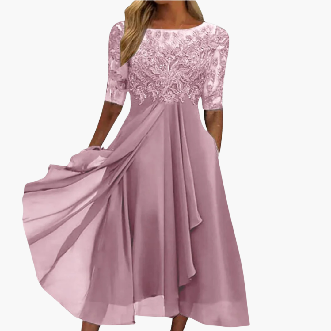 Maristella | Women’s Midi Dress featuring Ornate Bodice