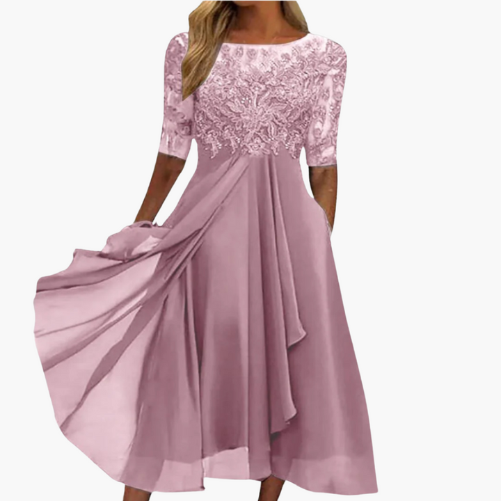 Maristella | Women’s Midi Dress featuring Ornate Bodice