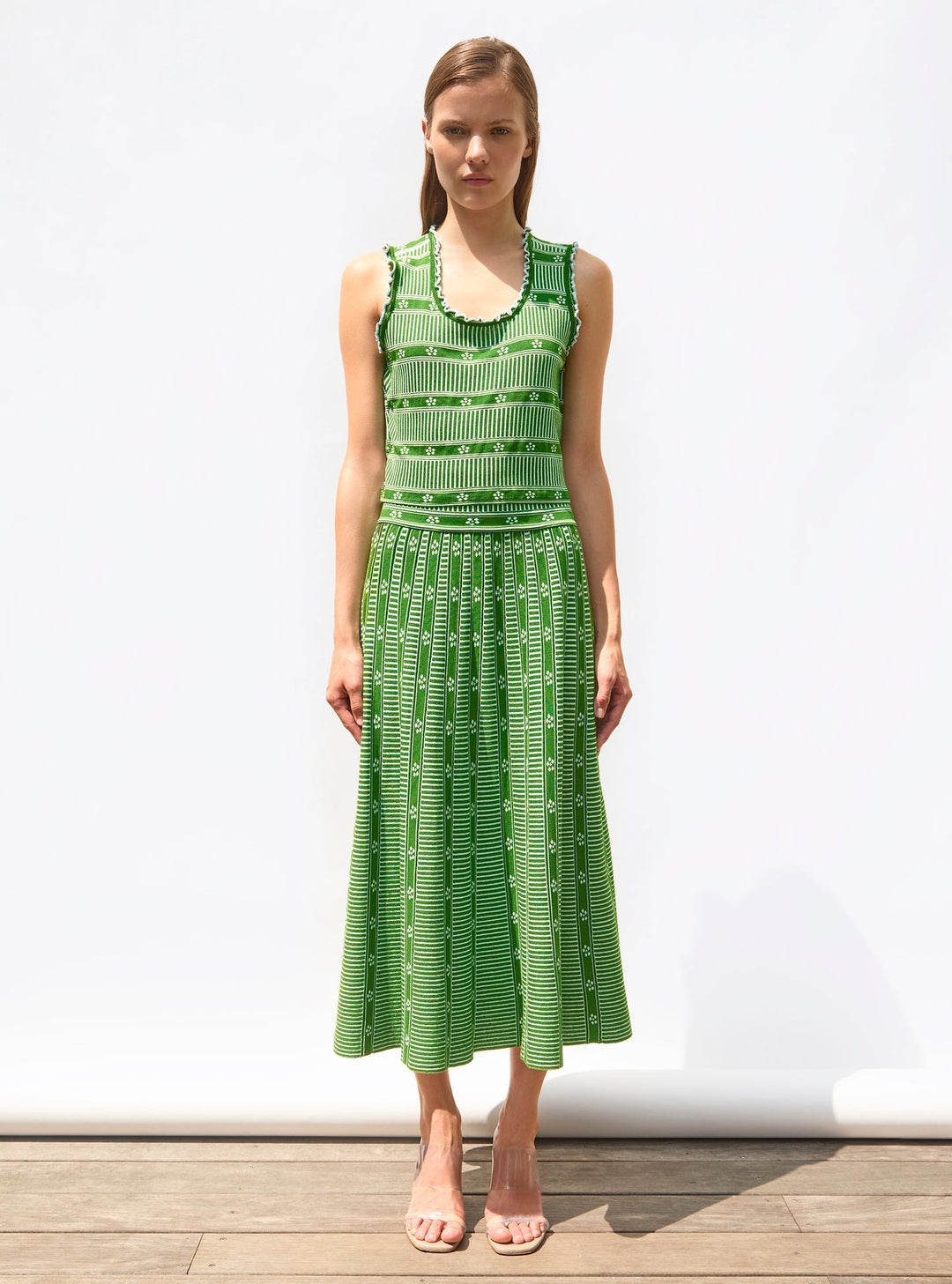 Sofia ™ - Green Floral Jacquard Skirt