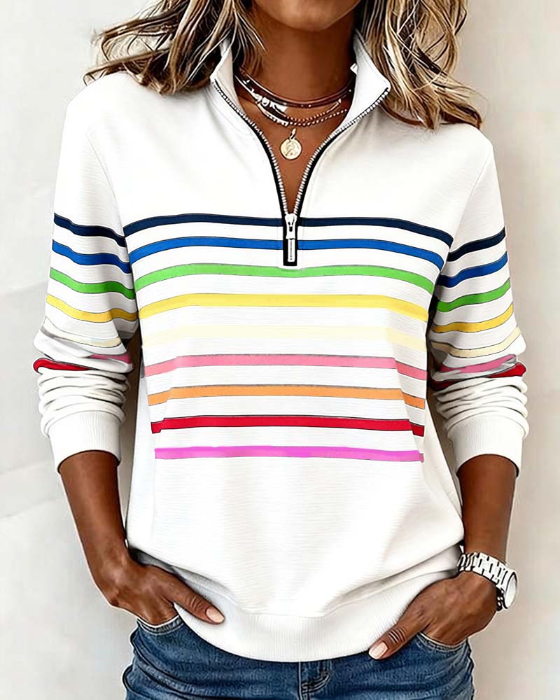 Brinelle | Women’s Half-Zip Jumper featuring Colourful Stripe