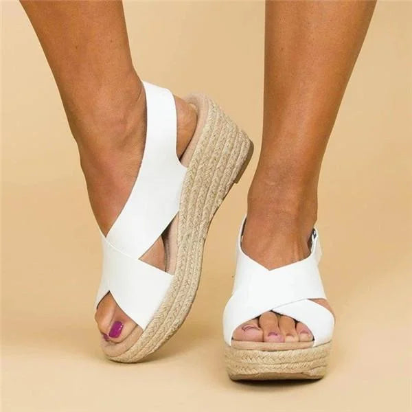Elena | Women’s Wedge Sandals with Cross-Over Touch