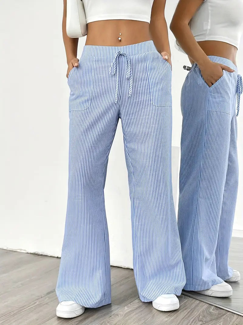 Nina™ - Elegant Striped Trousers With Pockets