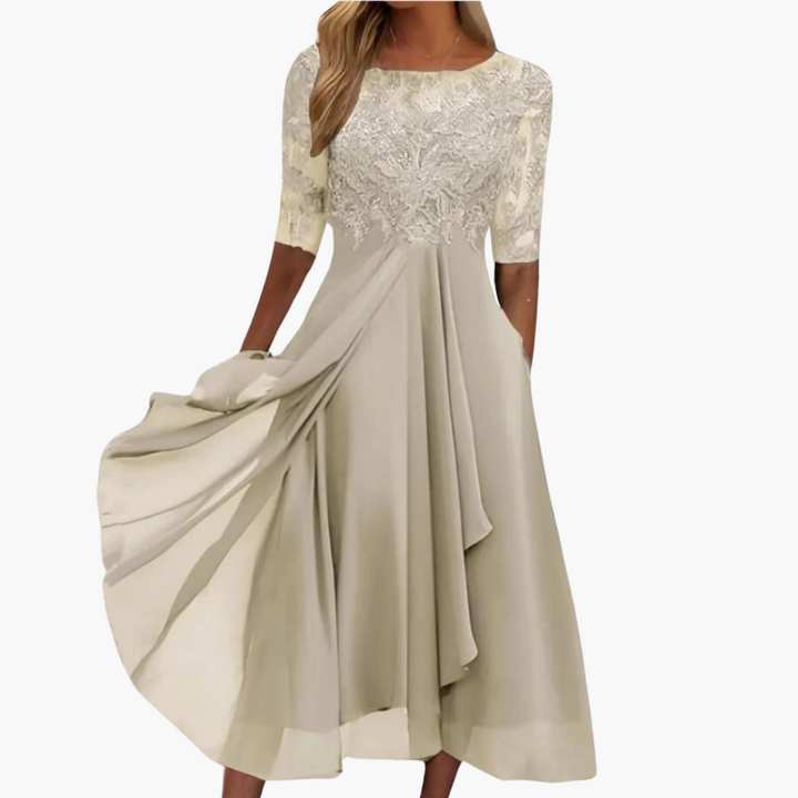 Maristella | Women’s Midi Dress featuring Ornate Bodice