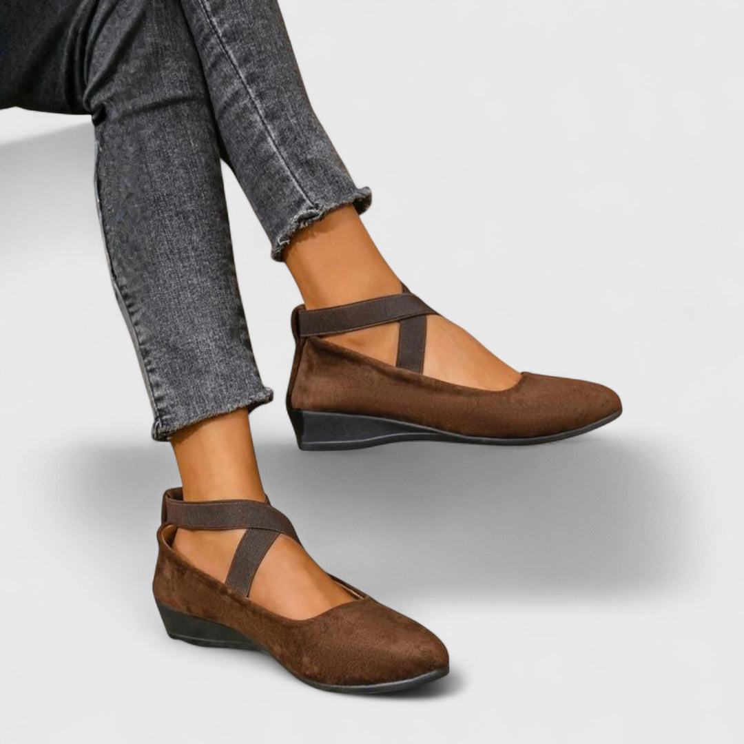 Eraphine | Women’s Mary Jane Flats with Cross Strap Composition