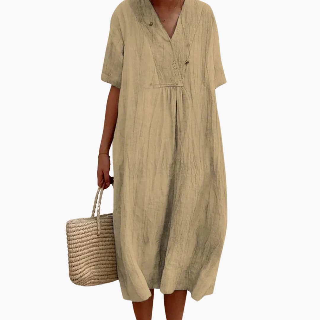 Talora | Women’s V-Neck Midi Dress in a Loose Everyday Build