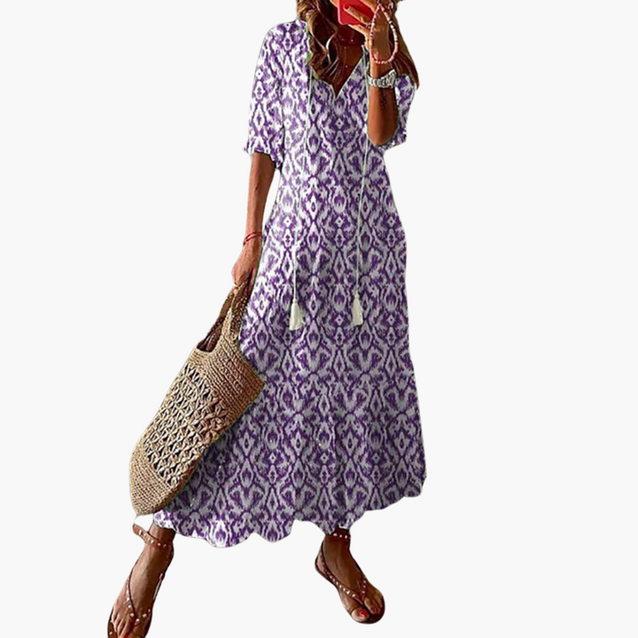 Avonelle | Women’s Printed Maxi Dress featuring Tassel Tie