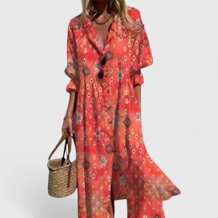 Eloise | Women’s Shirt Dress featuring an abstract pattern