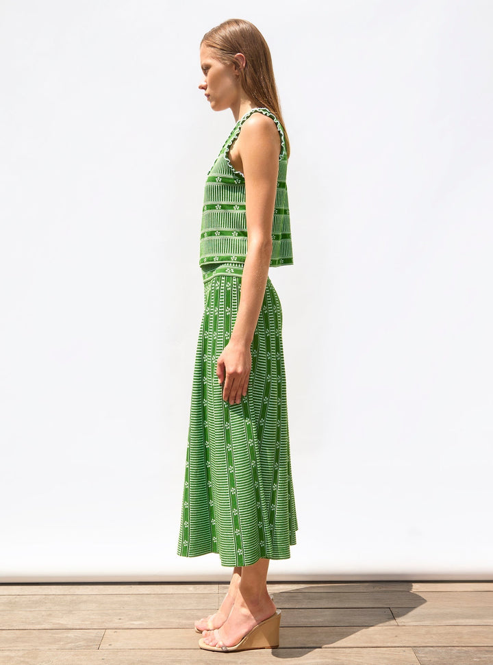 Sofia ™ - Green Floral Jacquard Skirt