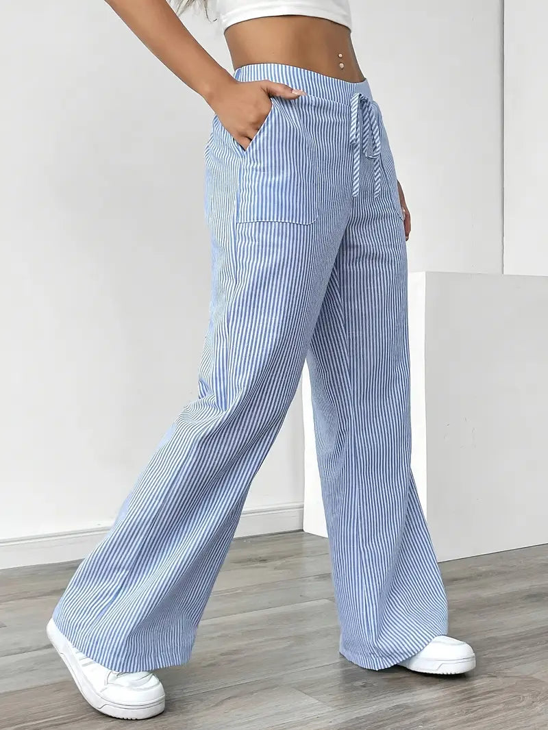 Nina™ - Elegant Striped Trousers With Pockets
