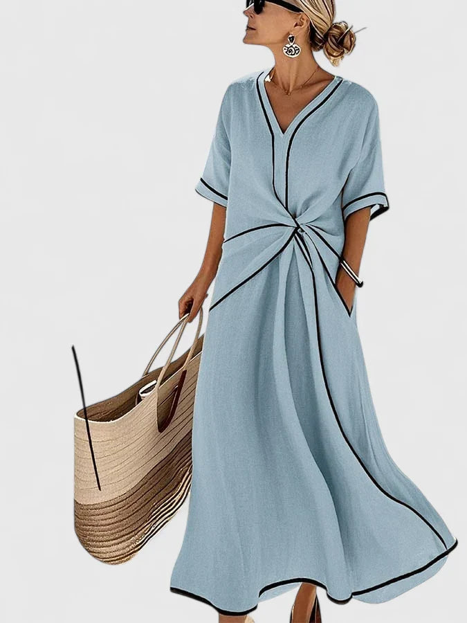 Veralyn | Women’s Wrap Midi Dress with Contrast Hem