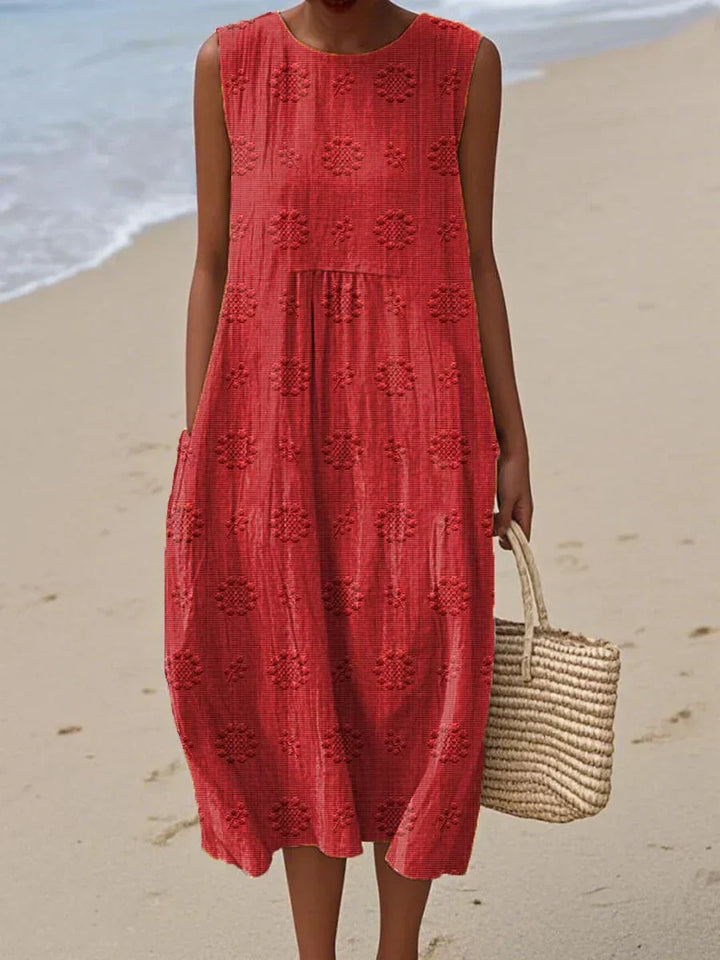 Pia™ - Elegant Sleeveless Cotton Dress with Pockets