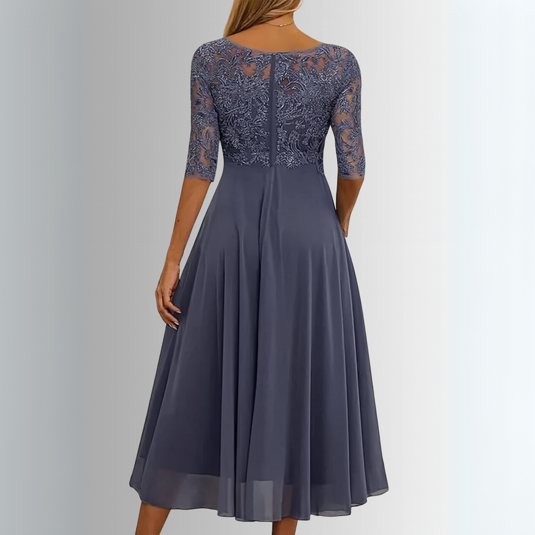 Elvira | Women’s Midi Dress featuring an Ornate Bodice