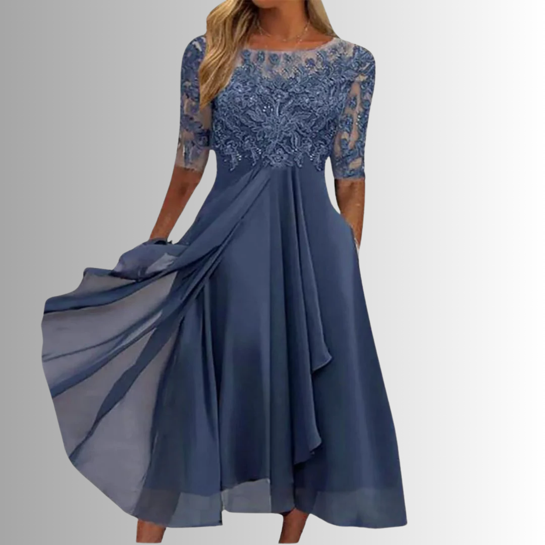 Elvira | Women’s Midi Dress featuring an Ornate Bodice