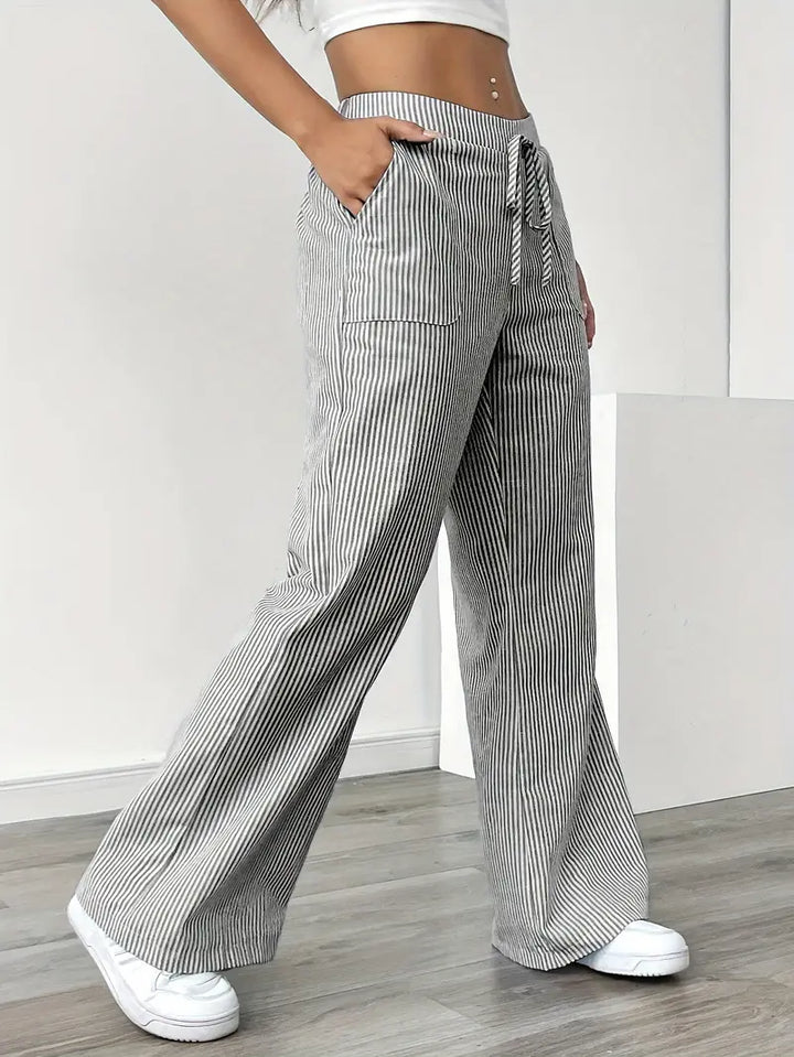 Nina™ - Elegant Striped Trousers With Pockets