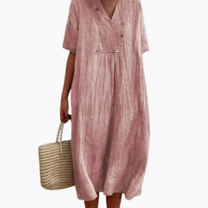 Talora | Women’s V-Neck Midi Dress in a Loose Everyday Build