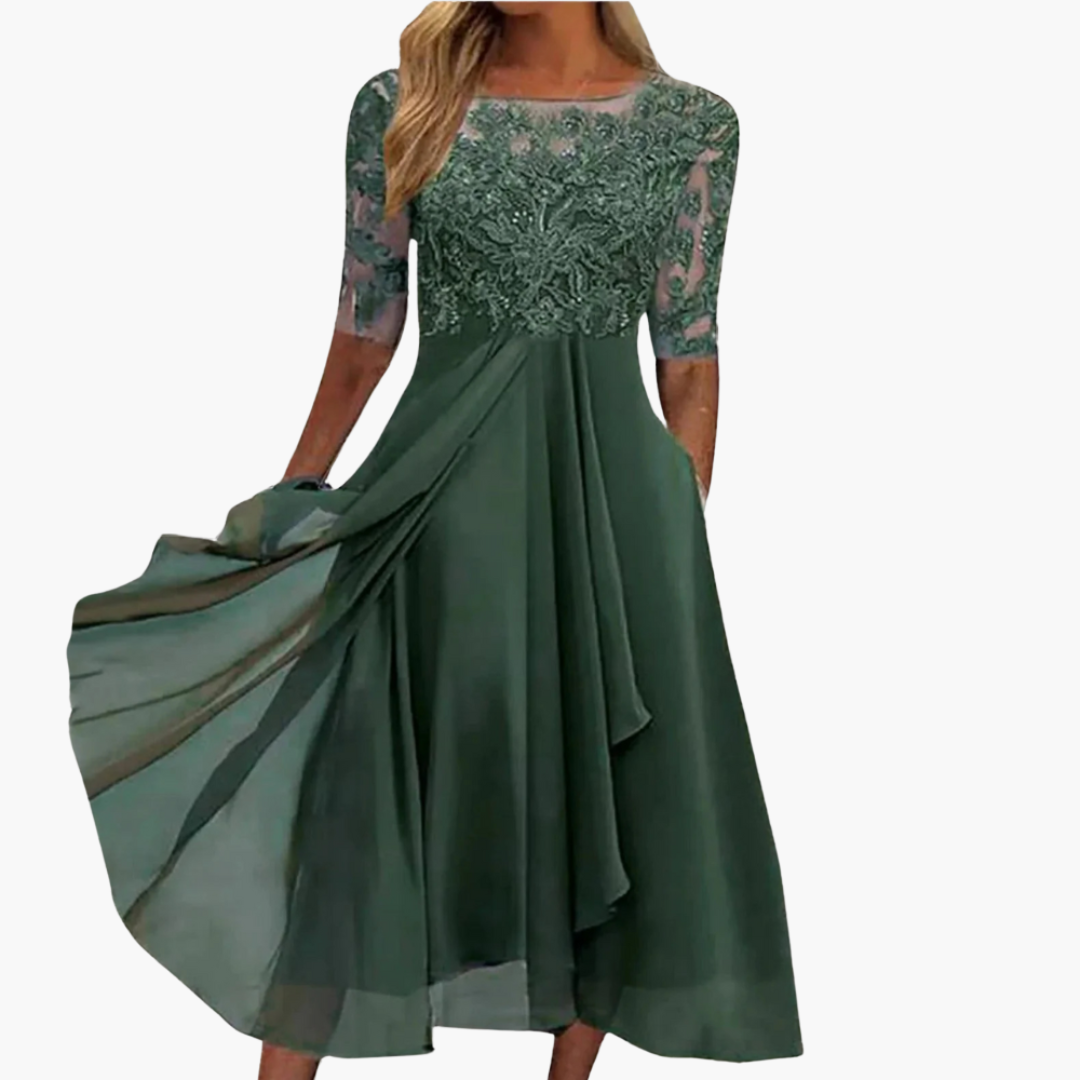 Maristella | Women’s Midi Dress featuring Ornate Bodice